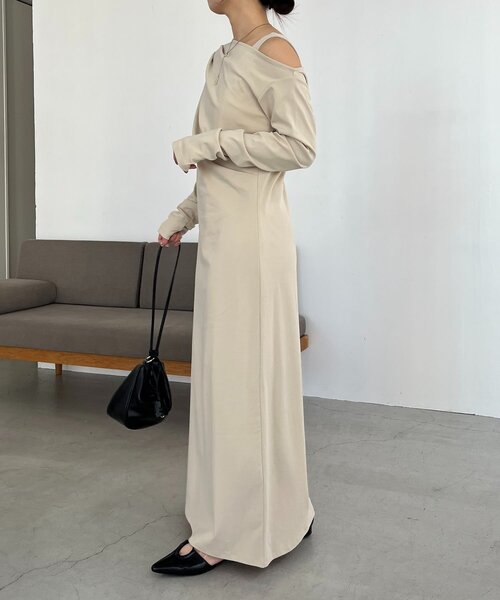 CAPRICIEUX LE'MAGE（カプリシューレマージュ）の「【低身長サイズあり】タンクSETドレープワンピース（ワンピース・レディース・グレイッシュベージュ/ブラック・PS/FREE）」の17枚目の写真