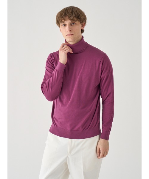 JOHN SMEDLEY(ジョンスメドレー)の「タートルネック長袖コットンニットプルオーバー(ニット/セーター・メンズ・ワインレッド・S/M/L)」の4枚目の写真