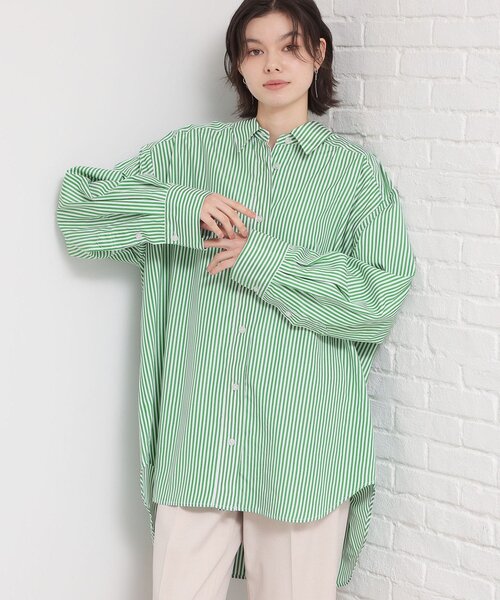 THE SHOP TK （ザ ショップ ティーケー ）の「ゆったりシルエットで体型カバー ロングシャツ（シャツ/ブラウス・レディース・ダークグリーン系2/オフホワイト/ネイビー系2・99）」の3枚目の写真