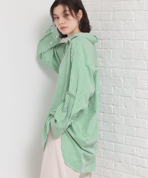 THE SHOP TK （ザ ショップ ティーケー ）の「ゆったりシルエットで体型カバー ロングシャツ（シャツ/ブラウス・レディース・ダークグリーン系2/オフホワイト/ネイビー系2・99）」の10枚目の写真