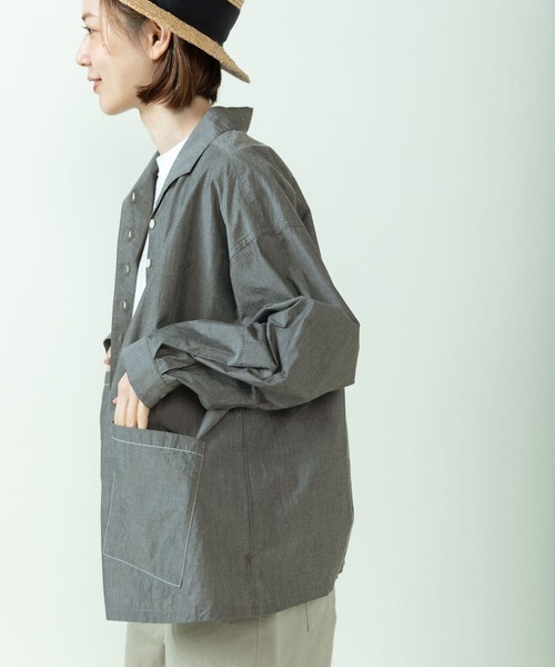 PAR ICI（パーリッシィ）の「タイプライター オブロングカラーブラウス（シャツ/ブラウス・レディース・チャコールグレー/サックスブルー/ストライプ・FREE）」の21枚目の写真