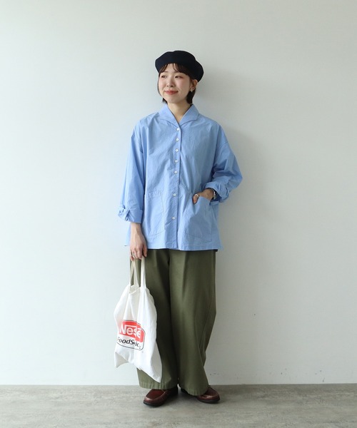 PAR ICI（パーリッシィ）の「タイプライター オブロングカラーブラウス（シャツ/ブラウス・レディース・チャコールグレー/サックスブルー/ストライプ・FREE）」の16枚目の写真