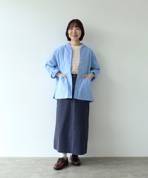 PAR ICI（パーリッシィ）の「タイプライター オブロングカラーブラウス（シャツ/ブラウス・レディース・チャコールグレー/サックスブルー/ストライプ・FREE）」の13枚目の写真
