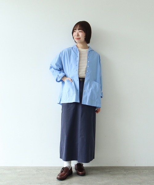 PAR ICI（パーリッシィ）の「タイプライター オブロングカラーブラウス（シャツ/ブラウス・レディース・チャコールグレー/サックスブルー/ストライプ・FREE）」の14枚目の写真
