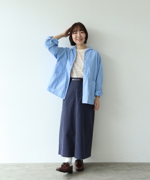 PAR ICI（パーリッシィ）の「タイプライター オブロングカラーブラウス（シャツ/ブラウス・レディース・チャコールグレー/サックスブルー/ストライプ・FREE）」の15枚目の写真