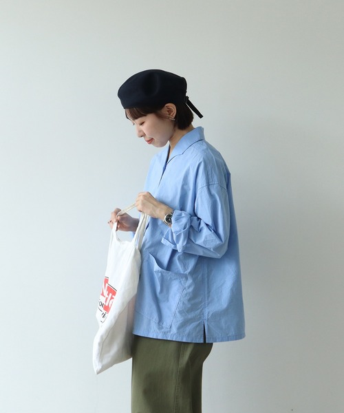 PAR ICI（パーリッシィ）の「タイプライター オブロングカラーブラウス（シャツ/ブラウス・レディース・チャコールグレー/サックスブルー/ストライプ・FREE）」の19枚目の写真