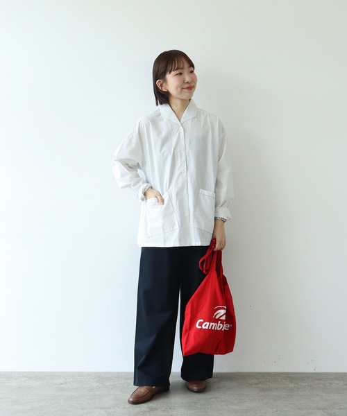 PAR ICI（パーリッシィ）の「タイプライター オブロングカラーブラウス（シャツ/ブラウス・レディース・チャコールグレー/サックスブルー/ストライプ・FREE）」の9枚目の写真