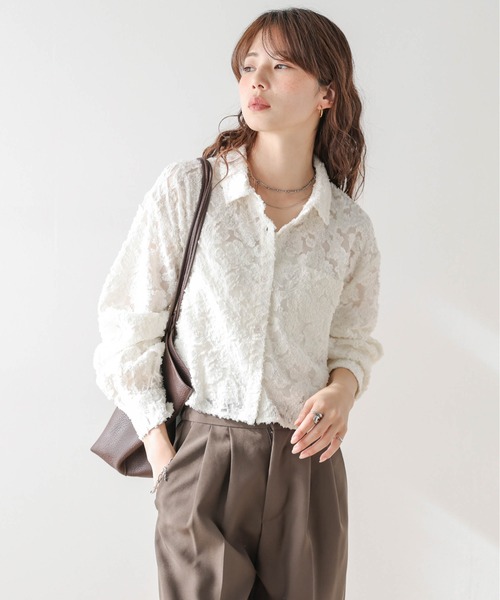 AMELY(エミリー)の「シアージャガード ショート丈シャツ(シャツ/ブラウス・レディース・ブラック/アイボリー・フリー)」の21枚目の写真
