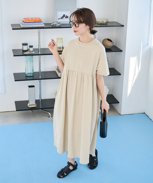 限定展開 ウエストギャザー 切り替え 半袖 ワンピース（ワンピース