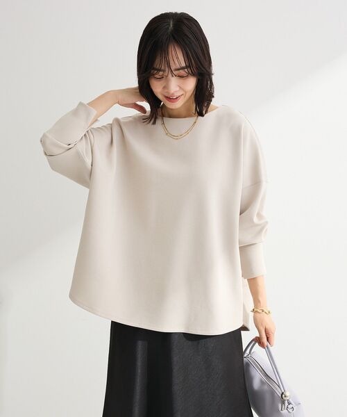 Green　Parks（グリーンパークス）の「袖スリットカットプルオーバー（Tシャツ/カットソー・レディース・ブラック/グリーン/グレイッシュベージュ/オフホワイト・FREE）」の5枚目の写真