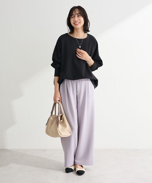 Green　Parks（グリーンパークス）の「袖スリットカットプルオーバー（Tシャツ/カットソー・レディース・ブラック/グリーン/グレイッシュベージュ/オフホワイト・FREE）」の7枚目の写真