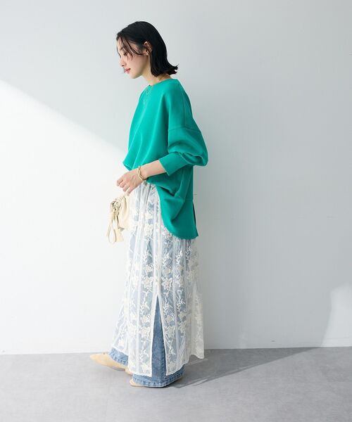 Green　Parks（グリーンパークス）の「袖スリットカットプルオーバー（Tシャツ/カットソー・レディース・ブラック/グリーン/グレイッシュベージュ/オフホワイト・FREE）」の13枚目の写真