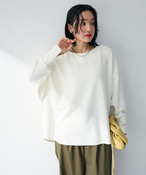 Green　Parks（グリーンパークス）の「袖スリットカットプルオーバー（Tシャツ/カットソー・レディース・ブラック/グリーン/グレイッシュベージュ/オフホワイト・FREE）」の20枚目の写真