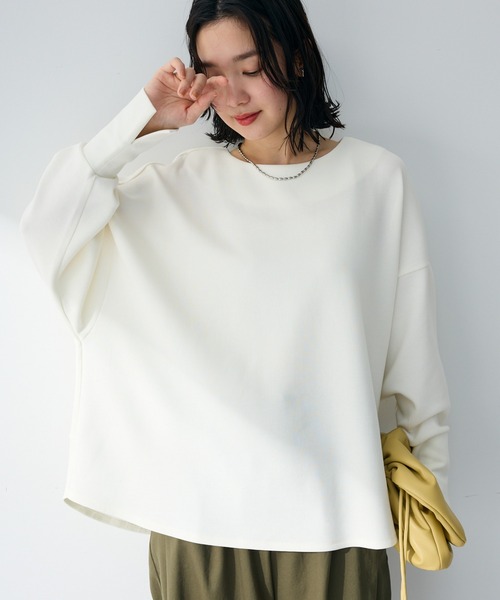 Green　Parks（グリーンパークス）の「袖スリットカットプルオーバー（Tシャツ/カットソー・レディース・ブラック/グリーン/グレイッシュベージュ/オフホワイト・FREE）」の2枚目の写真