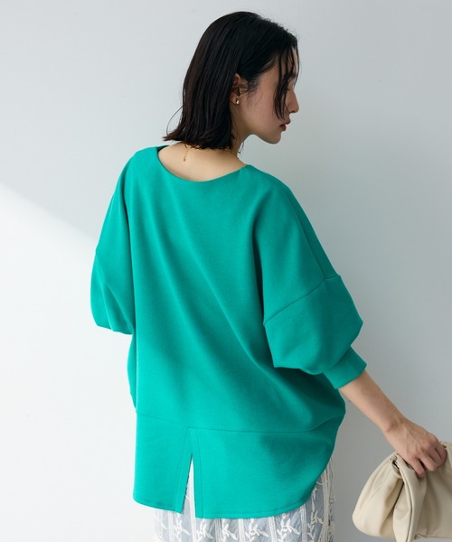 Green　Parks（グリーンパークス）の「袖スリットカットプルオーバー（Tシャツ/カットソー・レディース・ブラック/グリーン/グレイッシュベージュ/オフホワイト・FREE）」の4枚目の写真