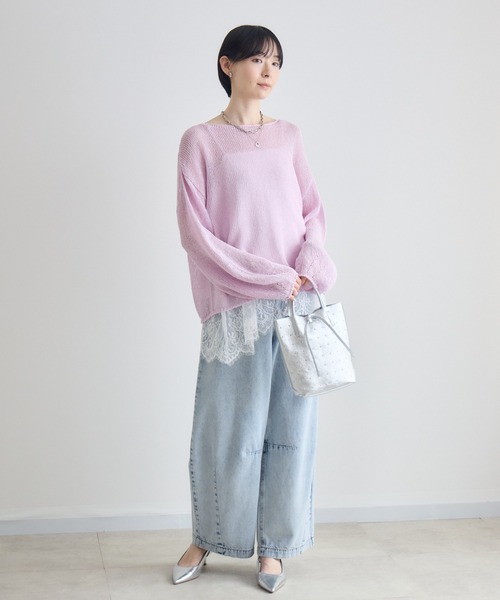 Paradise Picnic（パラダイスピクニック）の「SUGARROSE和紙混袖ボリュームニット（ニット/セーター・レディース・ブラウン/ピンク/アイボリー・FREE）」の9枚目の写真