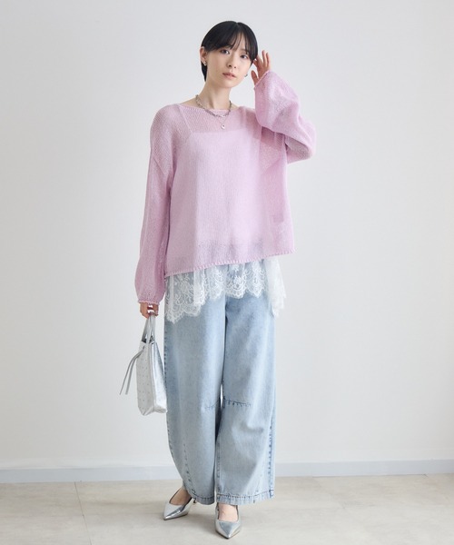 Paradise Picnic（パラダイスピクニック）の「SUGARROSE和紙混袖ボリュームニット（ニット/セーター・レディース・ブラウン/ピンク/アイボリー・FREE）」の11枚目の写真