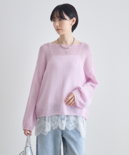 Paradise Picnic（パラダイスピクニック）の「SUGARROSE和紙混袖ボリュームニット（ニット/セーター・レディース・ブラウン/ピンク/アイボリー・FREE）」の4枚目の写真