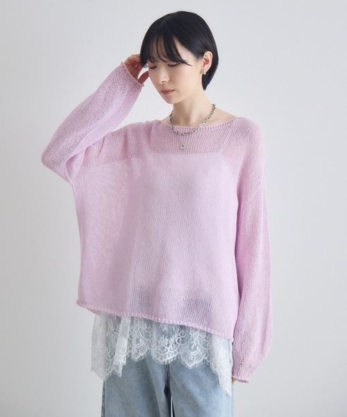 Paradise Picnic（パラダイスピクニック）の「SUGARROSE和紙混袖ボリュームニット（ニット/セーター・レディース・ブラウン/ピンク/アイボリー・FREE）」の6枚目の写真