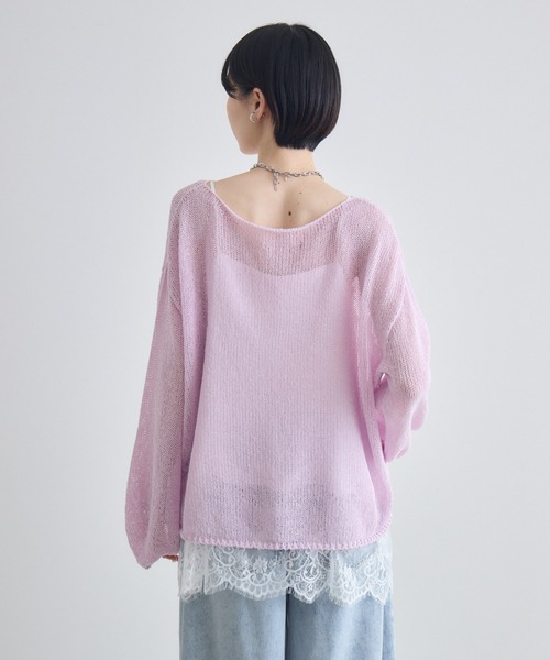 Paradise Picnic（パラダイスピクニック）の「SUGARROSE和紙混袖ボリュームニット（ニット/セーター・レディース・ブラウン/ピンク/アイボリー・FREE）」の8枚目の写真