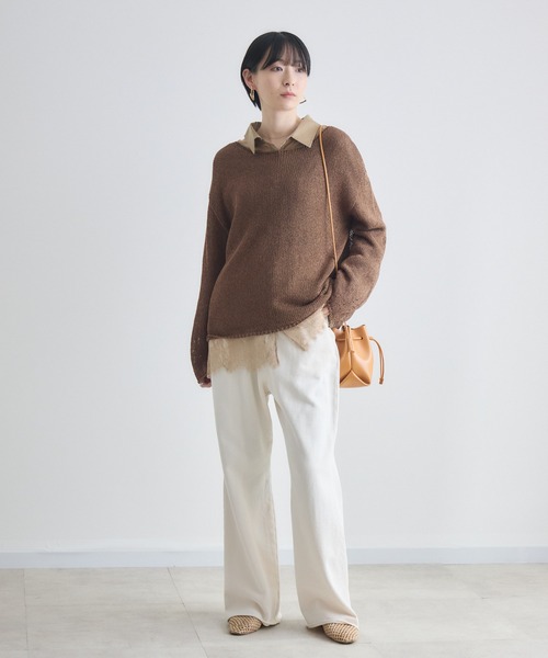 Paradise Picnic（パラダイスピクニック）の「SUGARROSE和紙混袖ボリュームニット（ニット/セーター・レディース・ブラウン/ピンク/アイボリー・FREE）」の22枚目の写真