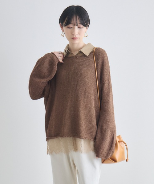 Paradise Picnic（パラダイスピクニック）の「SUGARROSE和紙混袖ボリュームニット（ニット/セーター・レディース・ブラウン/ピンク/アイボリー・FREE）」の19枚目の写真