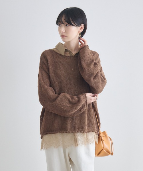 Paradise Picnic（パラダイスピクニック）の「SUGARROSE和紙混袖ボリュームニット（ニット/セーター・レディース・ブラウン/ピンク/アイボリー・FREE）」の20枚目の写真