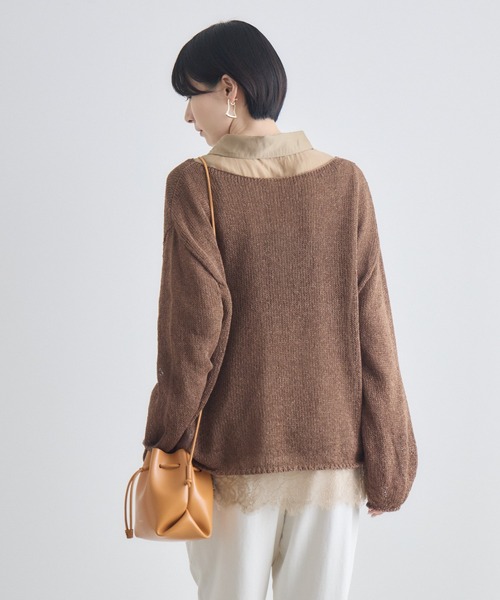 Paradise Picnic（パラダイスピクニック）の「SUGARROSE和紙混袖ボリュームニット（ニット/セーター・レディース・ブラウン/ピンク/アイボリー・FREE）」の21枚目の写真