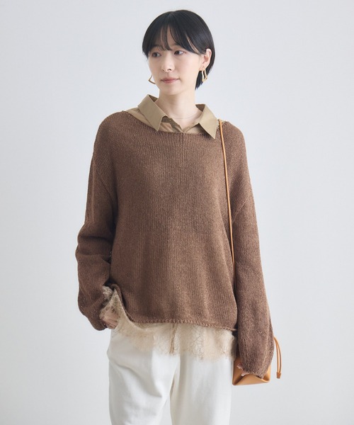 Paradise Picnic（パラダイスピクニック）の「SUGARROSE和紙混袖ボリュームニット（ニット/セーター・レディース・ブラウン/ピンク/アイボリー・FREE）」の18枚目の写真