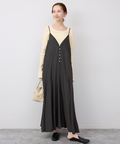 SLOBE IENA（スローブイエナ）の「フィブリルキャミワンピース（ワンピース・レディース・カーキ/ブラック・FREE）」の4枚目の写真