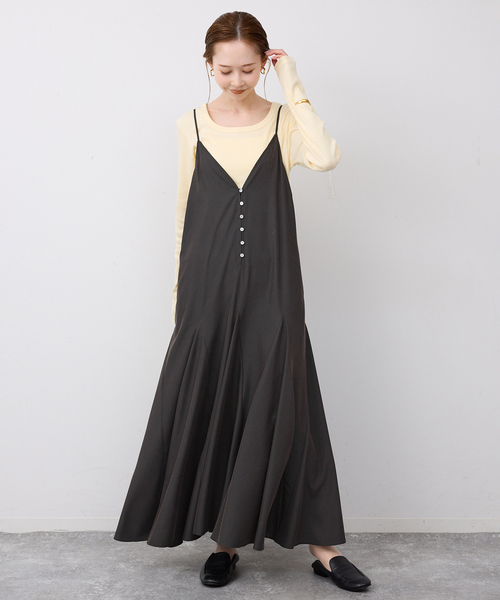 SLOBE IENA（スローブイエナ）の「フィブリルキャミワンピース（ワンピース・レディース・カーキ/ブラック・FREE）」の5枚目の写真