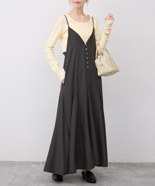 SLOBE IENA（スローブイエナ）の「フィブリルキャミワンピース（ワンピース・レディース・カーキ/ブラック・FREE）」の7枚目の写真