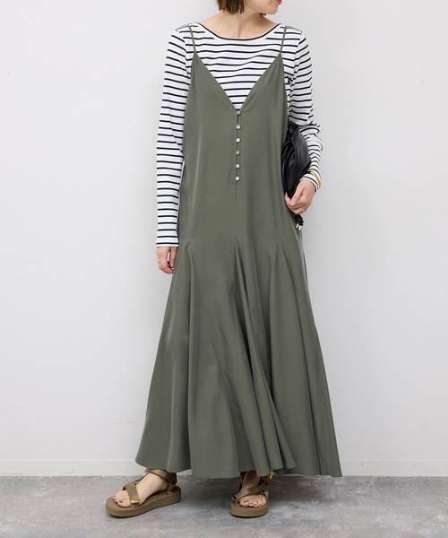 SLOBE IENA（スローブイエナ）の「フィブリルキャミワンピース（ワンピース・レディース・カーキ/ブラック・FREE）」の15枚目の写真