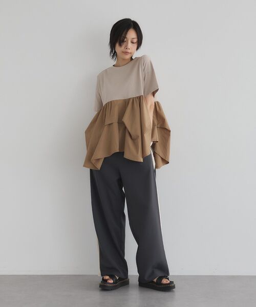 GARAGE OF GOOD CLOTHING(ガレージオブグッドクロージング)の「異素材MIXタックプルオーバー2(Tシャツ/カットソー・レディース・ベージュ/オフホワイト/ライトグレー・FREE)」の6枚目の写真