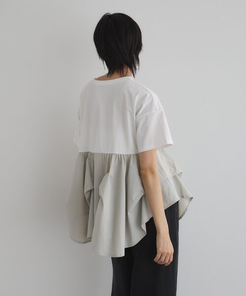 GARAGE OF GOOD CLOTHING(ガレージオブグッドクロージング)の「異素材MIXタックプルオーバー2(Tシャツ/カットソー・レディース・ベージュ/オフホワイト/ライトグレー・FREE)」の11枚目の写真