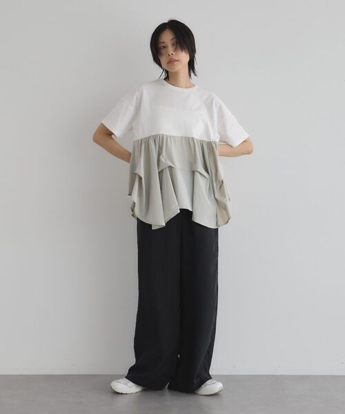 GARAGE OF GOOD CLOTHING(ガレージオブグッドクロージング)の「異素材MIXタックプルオーバー2(Tシャツ/カットソー・レディース・ベージュ/オフホワイト/ライトグレー・FREE)」の12枚目の写真
