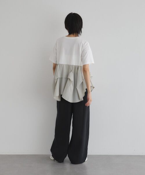 GARAGE OF GOOD CLOTHING(ガレージオブグッドクロージング)の「異素材MIXタックプルオーバー2(Tシャツ/カットソー・レディース・ベージュ/オフホワイト/ライトグレー・FREE)」の13枚目の写真
