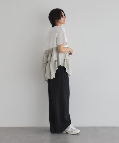 GARAGE OF GOOD CLOTHING(ガレージオブグッドクロージング)の「異素材MIXタックプルオーバー2(Tシャツ/カットソー・レディース・ベージュ/オフホワイト/ライトグレー・FREE)」の14枚目の写真