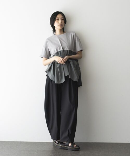 GARAGE OF GOOD CLOTHING(ガレージオブグッドクロージング)の「異素材MIXタックプルオーバー2(Tシャツ/カットソー・レディース・ベージュ/オフホワイト/ライトグレー・FREE)」の19枚目の写真