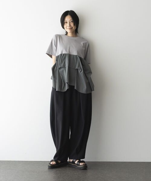 GARAGE OF GOOD CLOTHING(ガレージオブグッドクロージング)の「異素材MIXタックプルオーバー2(Tシャツ/カットソー・レディース・ベージュ/オフホワイト/ライトグレー・FREE)」の21枚目の写真
