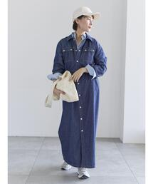 Te chichi（テチチ）の「ウエストマークデニムシャツワンピース（ワンピース）」