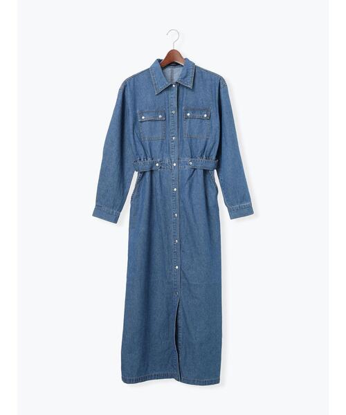 Te chichi(テチチ)の「ウエストマークデニムシャツワンピース(ワンピース・レディース・ブルー/ネイビー・F)」の14枚目の写真