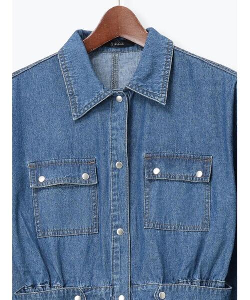 Te chichi(テチチ)の「ウエストマークデニムシャツワンピース(ワンピース・レディース・ブルー/ネイビー・F)」の16枚目の写真