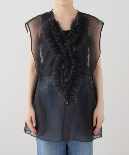 IENA(イエナ)の「MARGE/マージ TULLE GILET ジレ 1011-0102-632(その他アウター・レディース・ブラック/グレー・FREE)」の12枚目の写真