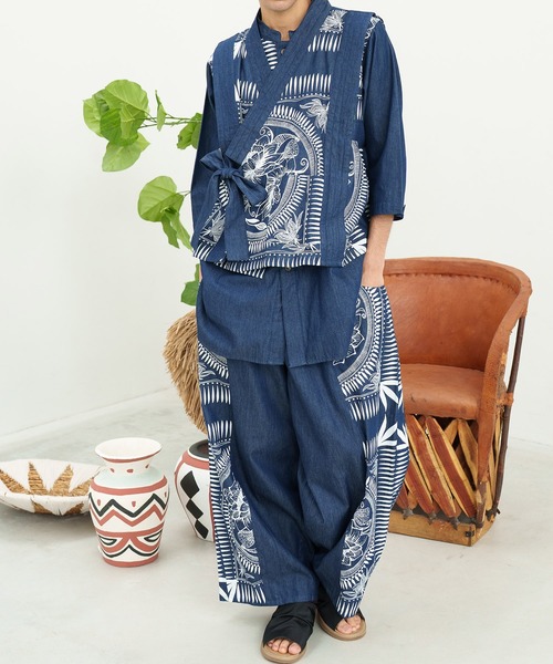 チャイハネ（チャイハネ）の「【チャイハネ】マナリカMEN'Sデニムベスト（ベスト・メンズ・ライトインディゴブルー/インディゴブルー・FREE）」の5枚目の写真