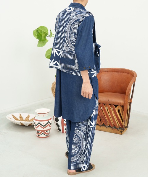 チャイハネ（チャイハネ）の「【チャイハネ】マナリカMEN'Sデニムベスト（ベスト・メンズ・ライトインディゴブルー/インディゴブルー・FREE）」の7枚目の写真