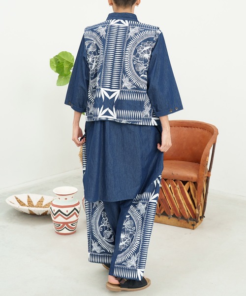 チャイハネ（チャイハネ）の「【チャイハネ】マナリカMEN'Sデニムベスト（ベスト・メンズ・ライトインディゴブルー/インディゴブルー・FREE）」の8枚目の写真