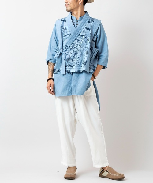 チャイハネ（チャイハネ）の「【チャイハネ】マナリカMEN'Sデニムベスト（ベスト・メンズ・ライトインディゴブルー/インディゴブルー・FREE）」の10枚目の写真