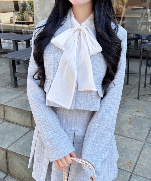 INGNI（イング）の「ツイードショートテーラードジャケット(セットアップ対応)（テーラードジャケット・レディース・アイボリー系9/ブルー系2/ブラック系その他2/ホワイト系その他7・M）」の14枚目の写真