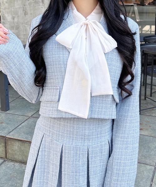 INGNI（イング）の「ツイードショートテーラードジャケット(セットアップ対応)（テーラードジャケット・レディース・アイボリー系9/ブルー系2/ブラック系その他2/ホワイト系その他7・M）」の15枚目の写真